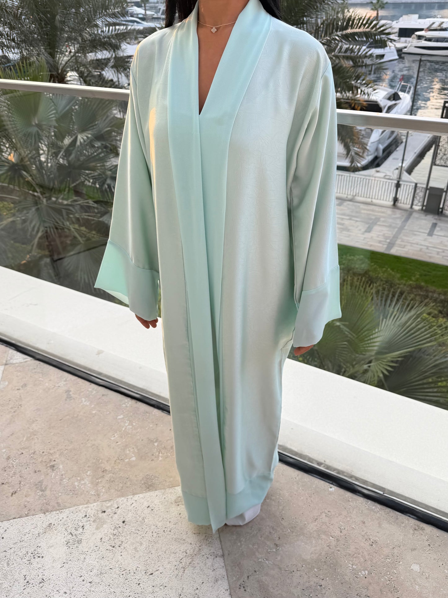 Abaya Vert Eau - Ensemble 3 pièces