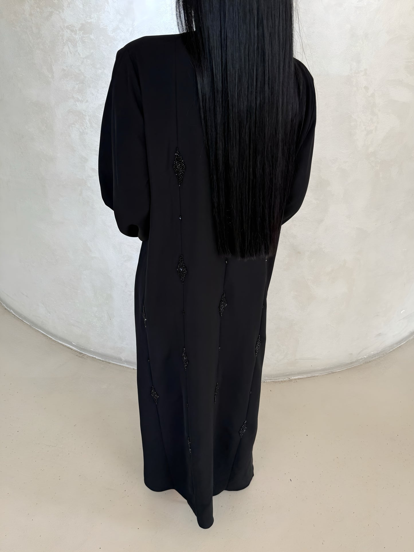 Abaya Noir Royal - Ensemble de luxe 3 pièces