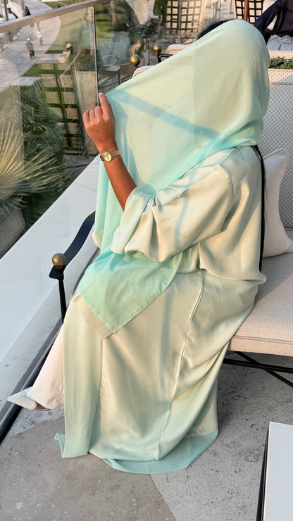 Abaya Vert Eau - Ensemble 3 pièces