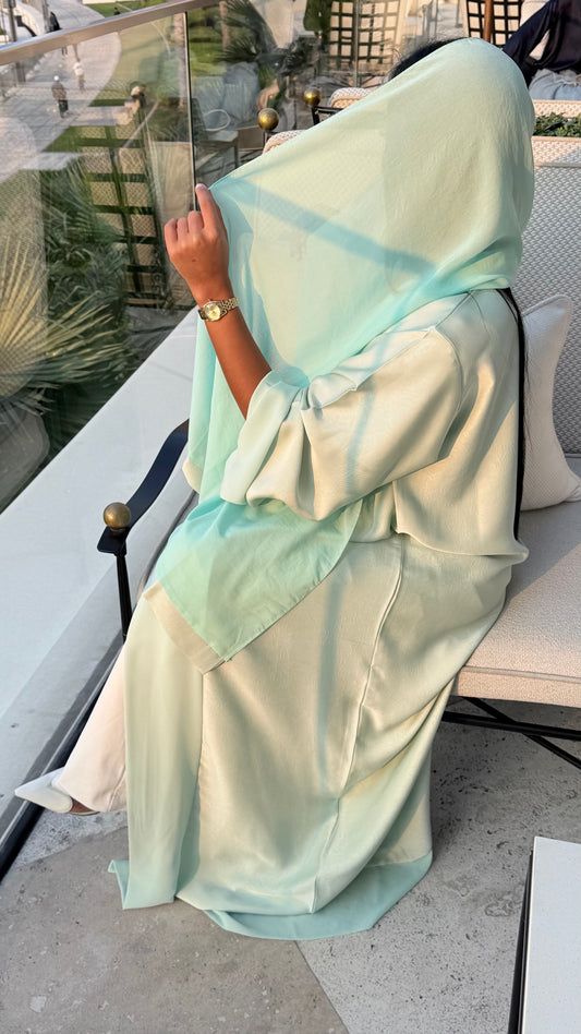 Abaya Vert Eau - Ensemble 3 pièces