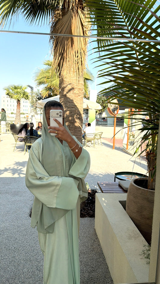 Abaya Vert Sauvage - Ensemble 3 pièces