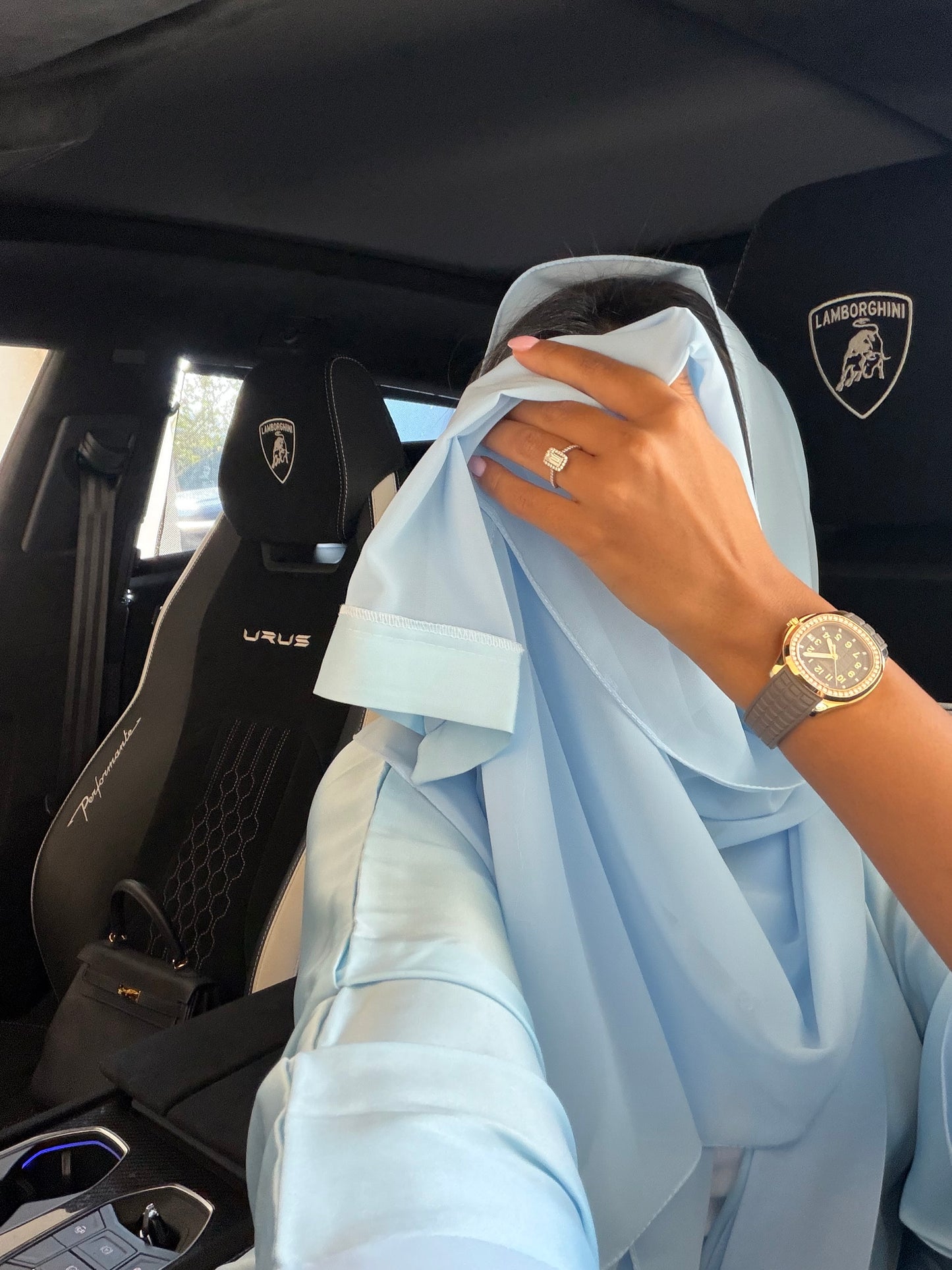 Abaya Bleu Ciel - Ensemble 3 pièces