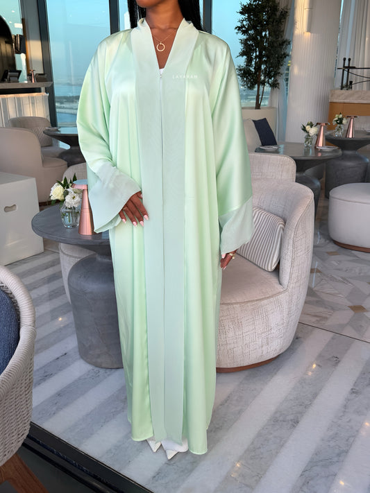 Kimono Satin Vert Menthe Pastel - Ensemble 3 pièces