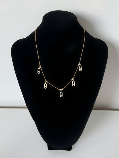 Collier Doré à Breloques Rectangulaires avec boucles d’oreilles offertes