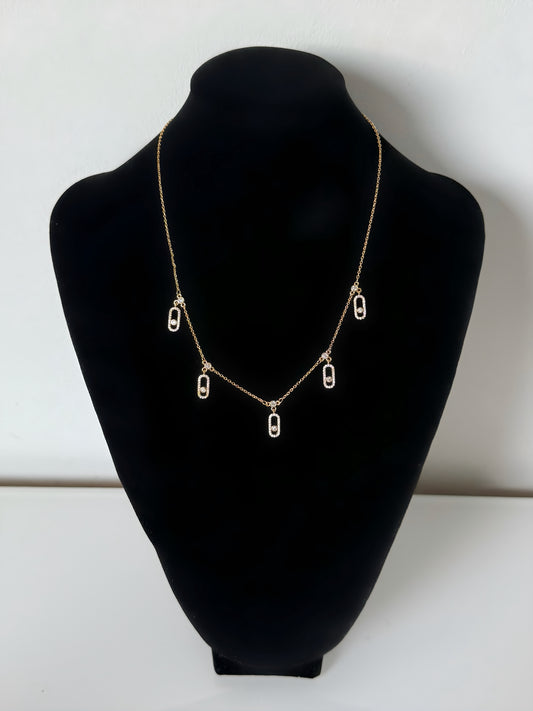 Collier Doré à Breloques Rectangulaires avec boucles d’oreilles offertes