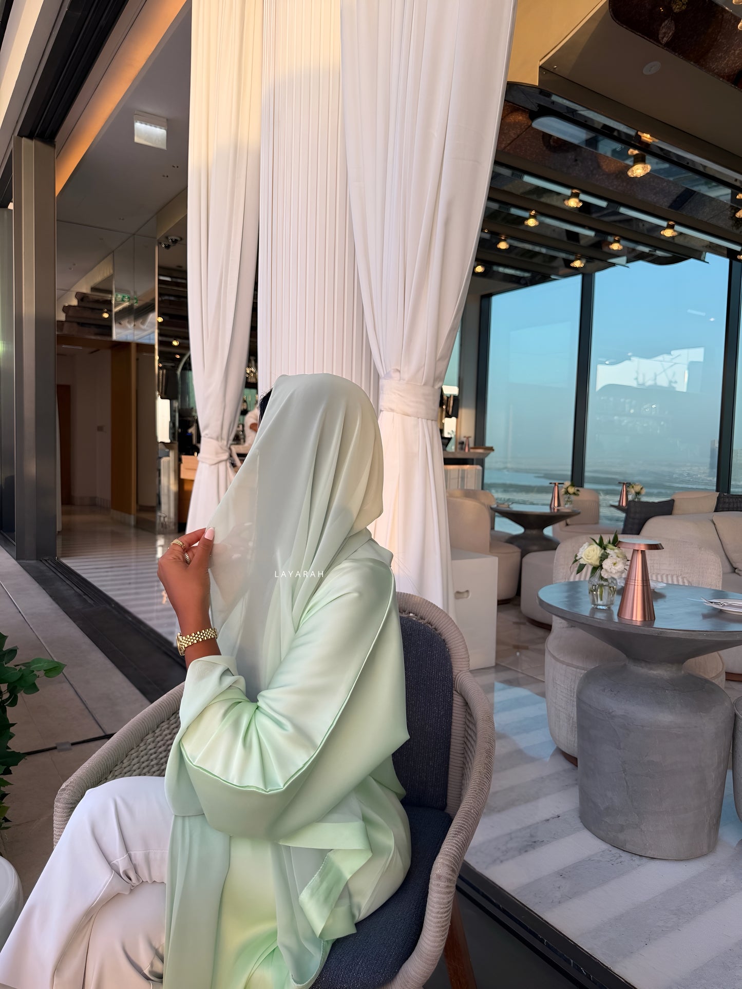 Kimono Satin Vert Menthe Pastel - Ensemble 3 pièces