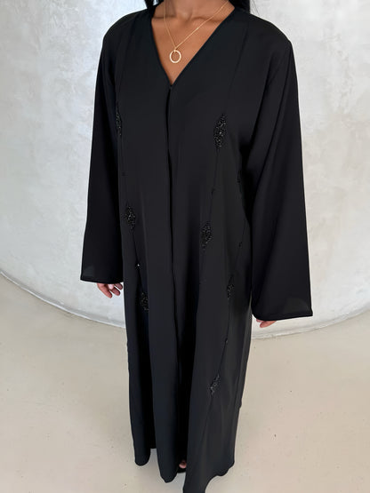Abaya Noir Royal - Ensemble de luxe 3 pièces