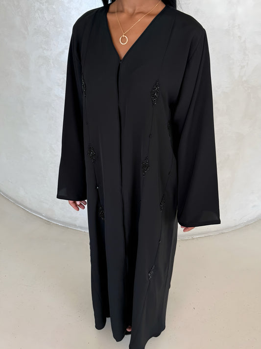 Abaya Noir Royal - Ensemble de luxe 3 pièces