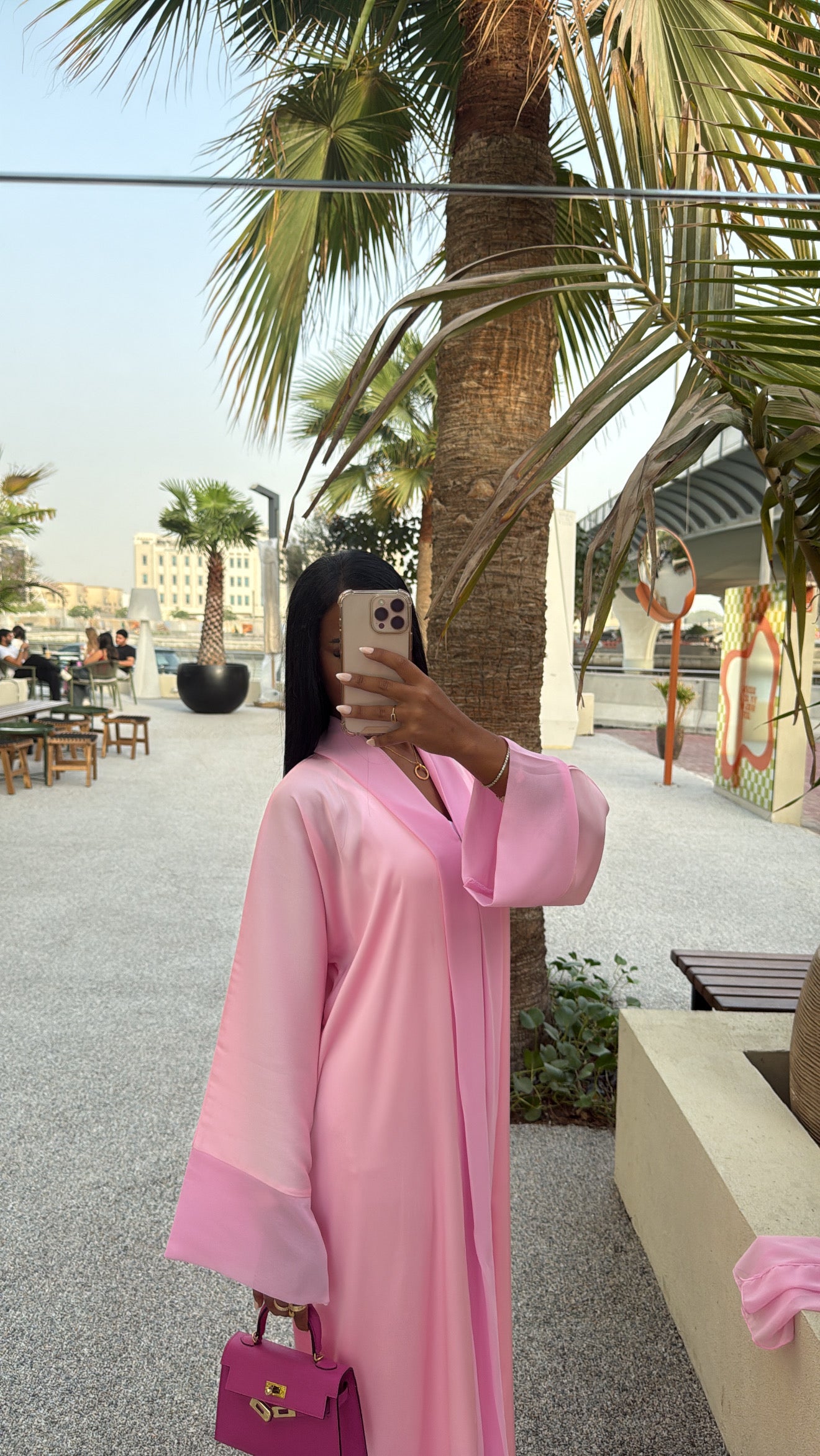 Abaya Pastel Pink - Ensemble 3 pièces