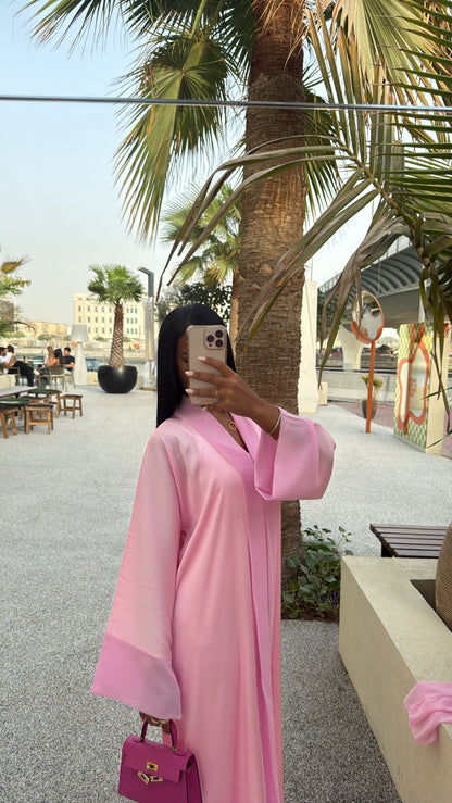 Abaya Pastel Pink - Ensemble 3 pièces