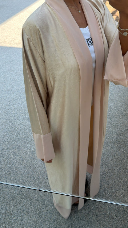 Abaya Beige Rosé - Ensemble 3 pièces