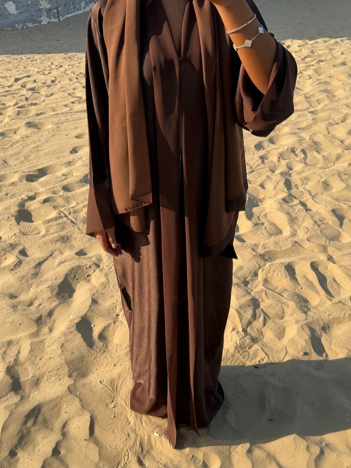 Abaya Marron Chocolat - Ensemble 3 pièces