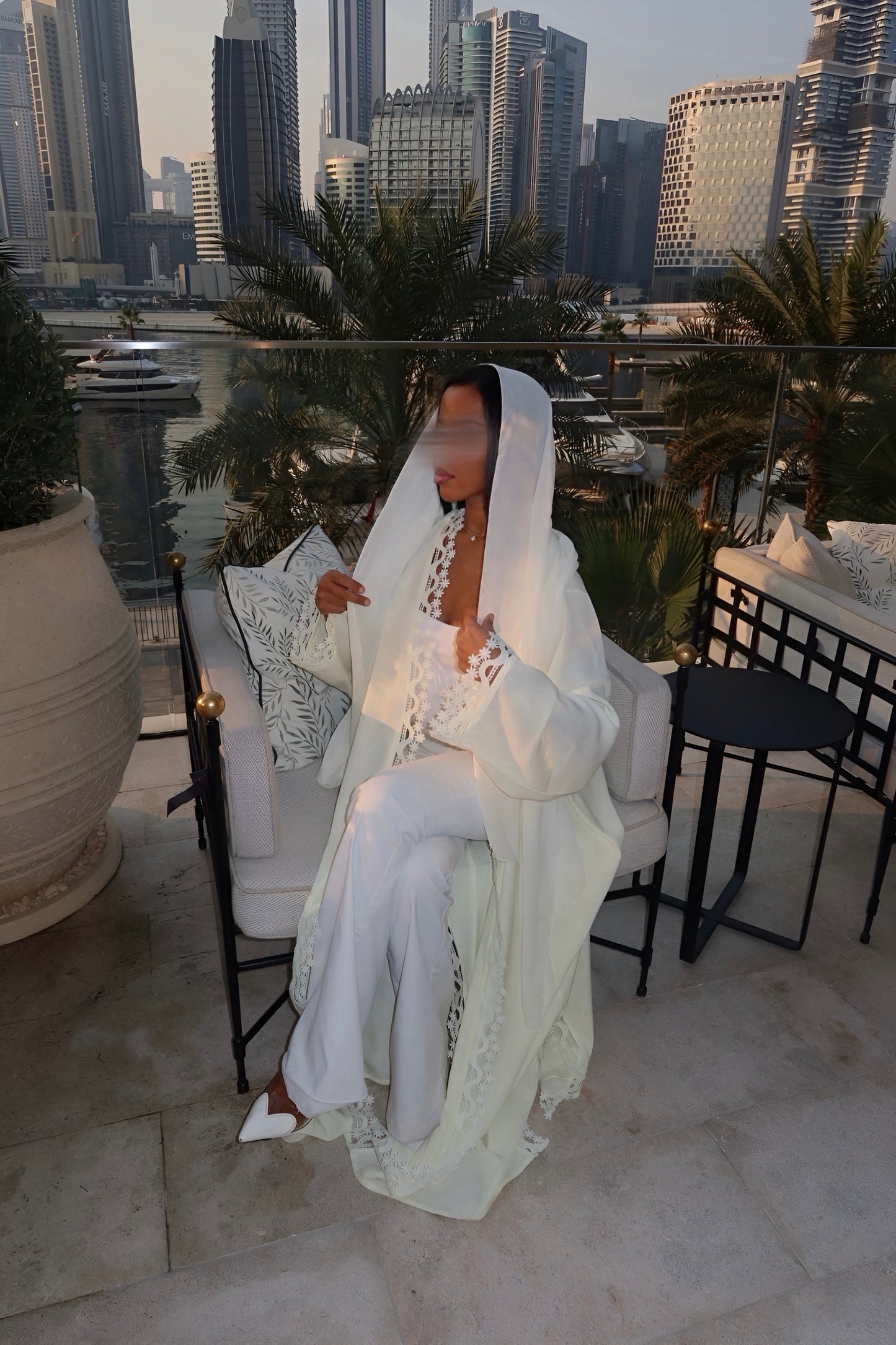 Abaya Florale Jaune Pastel - Ensemble 2 pièces