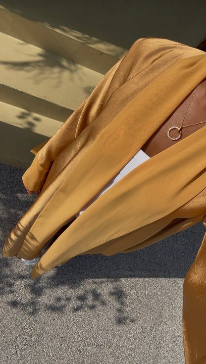 Abaya Satiné Miel - Ensemble 3 pièces