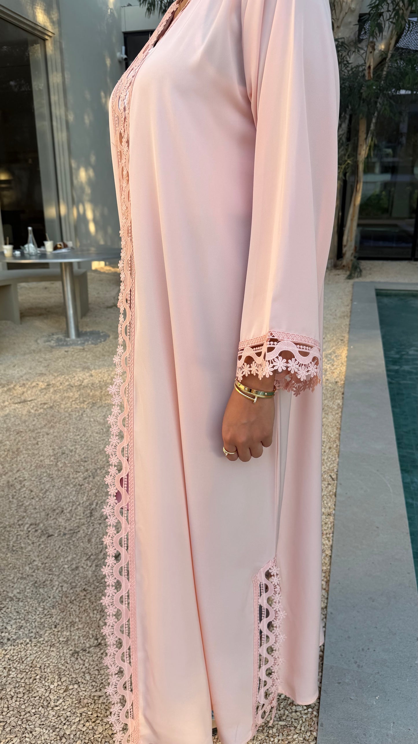 Abaya Florale Poudré - Ensemble 2 pièces